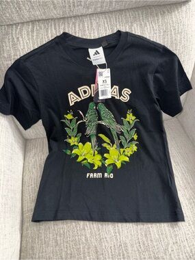 Adidas x Farm Rio Black Parrot Graphic Tee - Farm Rio Collaboration